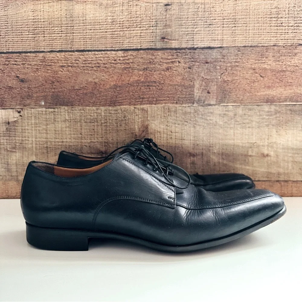 Santoni Italy PRITCHARD Black Leather Derby 11927 Men's Apron Toe Shoes 9.5 Rare